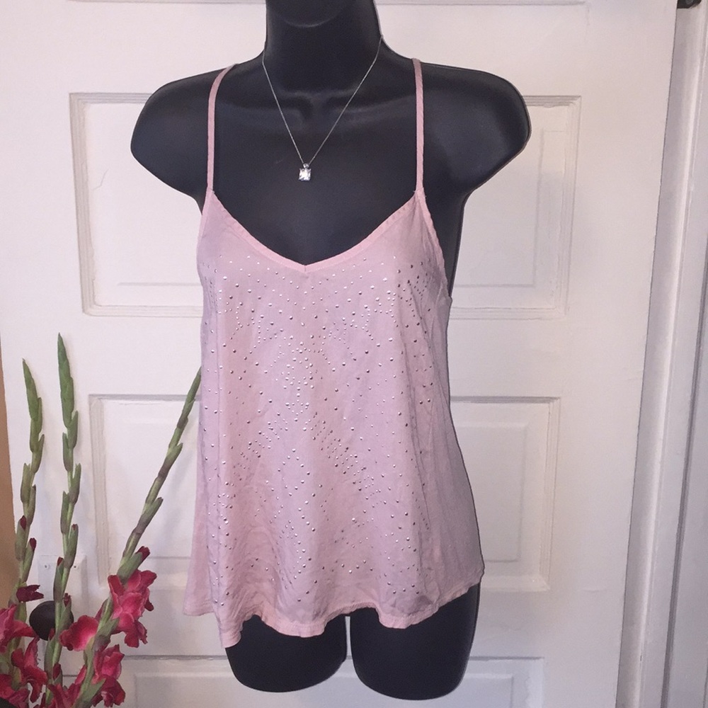 Dusty rose silver studded free-flowing semi sheer